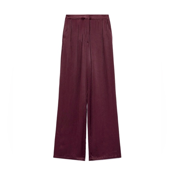 Zara Flowy Full Length Satin Pants - Picture 1 of 3
